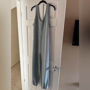 Lululemon Ease of it All V Neck Softstreme Jumpsuit Silver Blue 10 NWOT